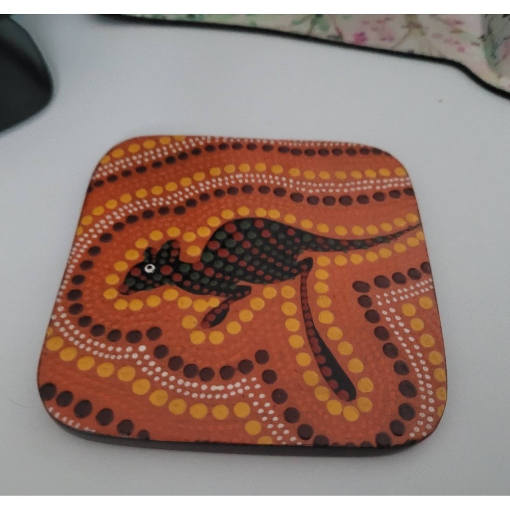 Boomiri Australia Coaster Set Unisex OS Multi Excellent Aboriginal Dot Art Wood - Picture 8 of 10